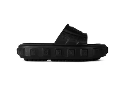 Pre-owned Balmain Men's  Ari Rubber Slides Sneakers In Black
