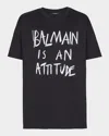 Balmain Crew Neck T Shirt Graphic Print Silk In Black