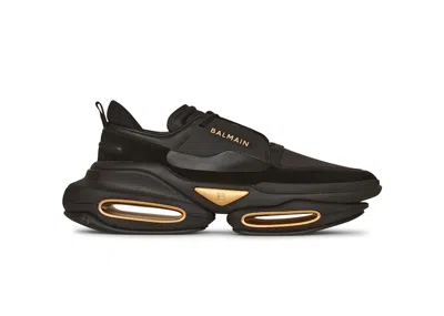 Pre-owned Balmain Men's  Bbold Lowtop Sneakers In Black/gold