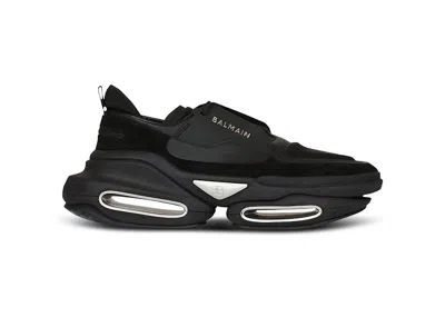 Pre-owned Balmain Men's  Bbold Lowtop Suede Sneakers In Black