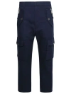 Balmain Cargo Cotton Cropped Trousers In Navy