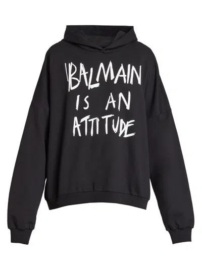 Balmain Men's  Is An Attitude Hoodie In Black