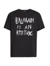Balmain Crew Neck T Shirt Graphic Print Silk In Black