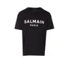 Balmain Logo Embossed Cotton T Shirt In Black