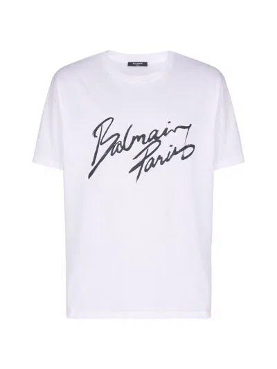 BALMAIN MEN'S ''BALMAIN PARIS'' WRITING T-SHIRT