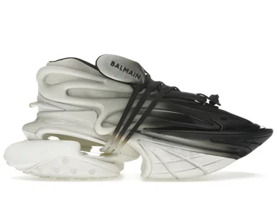Pre-owned Balmain Men's  Unicorn Lowtop Gradiant Sneakers In White/black In Multi