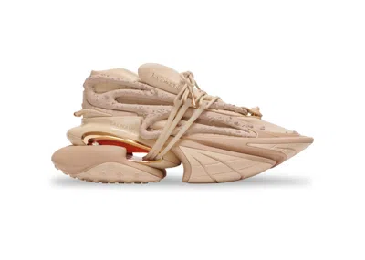 Pre-owned Balmain Men's  Unicorn Lowtop Sneakers In Beige