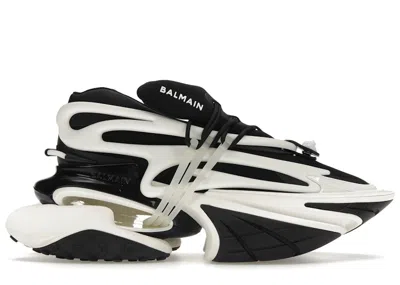 Pre-owned Balmain Men's  Unicorn Lowtop Sneakers In Black/white In Multi