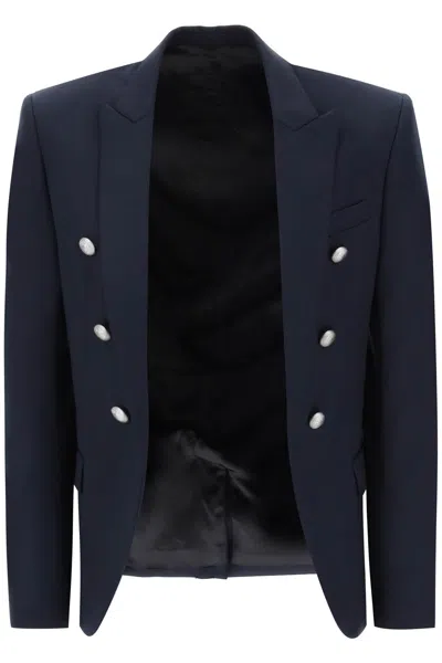 Balmain Wool Jacket With Ornamental Buttons In Blue | ModeSens