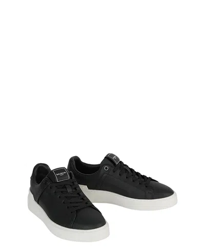 Balmain Men's B-court Smooth Leather Trainers In Black
