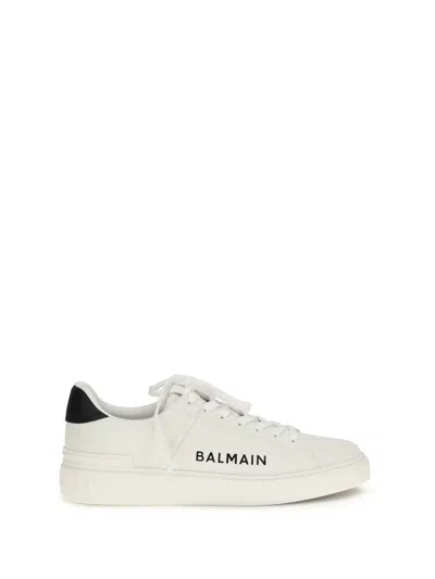 Balmain Calfskin Logo Motif Lace-up Sneakers With Black Heel Counter In Multi