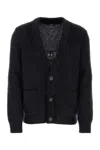 Balmain Cardigan In Wool Blend With Jacquard Logo In Black