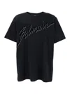 Balmain Men Black T-shirt With Logo Lettering On The Front In Cotton Man In Black