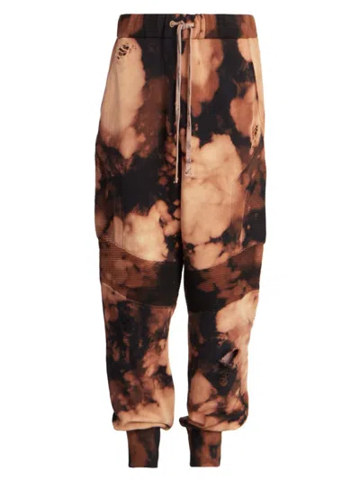 Balmain Tie-dye Print Track Pants In Brown