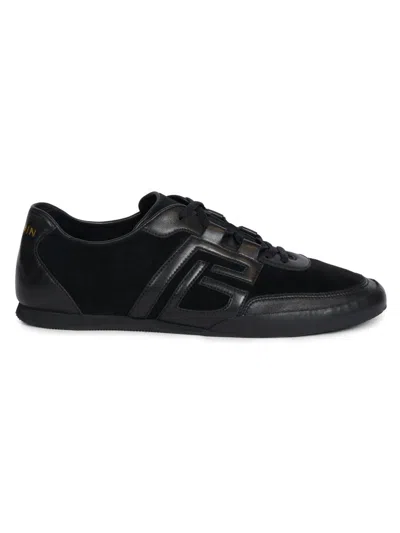 Balmain Logo-patch Leather Sneakers In Black