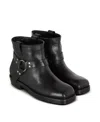 Balmain Square Toe Ankle Strap Boots With Pull Tabs In Black