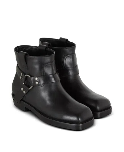 BALMAIN MEN'S CALFSKIN LEATHER BIKER ANKLE BOOTS