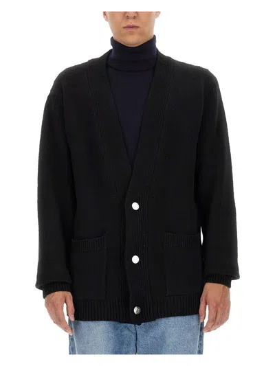 BALMAIN MEN'S CARDIGAN WITH LOGO INLAY