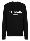 Balmain Logo Printed Cotton Sweatshirt In Black