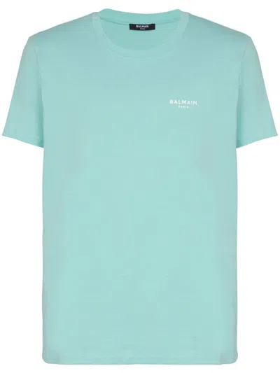 Balmain Logo-flocked Cotton T-shirt In Black