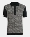 Balmain Monogram Pattern Polo With Classic Collar In Black