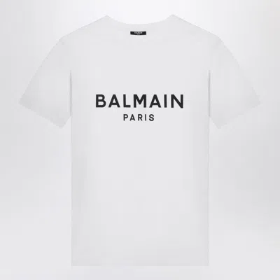 Balmain Black Cotton Crew-neck T-shirt With Logo In White