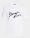 Balmain Men's Cotton Lipstick Logo T-shirt In White