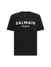 Balmain Logo Embossed Cotton T Shirt In Black