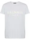 Balmain Logo-print T-shirt In Bleu Clair,jaune Pã¢le