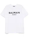 Balmain Crew Neck T-shirt With Bold Logo Detailing In White