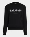 Balmain Men's Cotton Vintage Logo Crewneck Sweater In Black