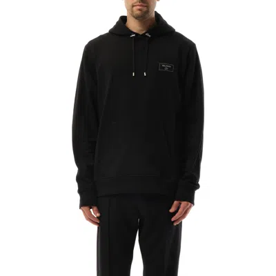 Balmain Men's Couture Label Hoodie In Black