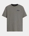 Balmain Grey T-shirt With Logo Applied On The Chest And All-over Labyrinth Motif In Cotton Man
