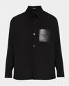 Balmain Men's Couture Label Wool Overshirt In Black