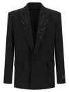 Balmain Crystal Blazer Single Breasted Tailored Jacket In Black