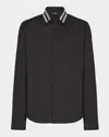 Balmain Men's Crystal-collar Cotton Dress Shirt In Black