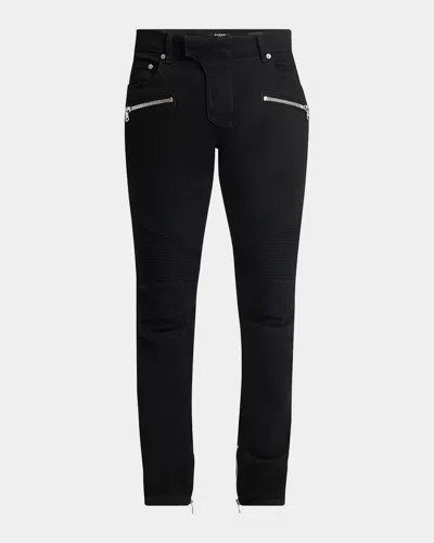 BALMAIN MEN'S DENIM BIKER PANTS