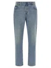 Balmain Stonewashed Cotton Denim Jeans In Blue
