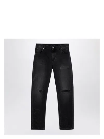 Balmain Black Denim Jeans With Wear