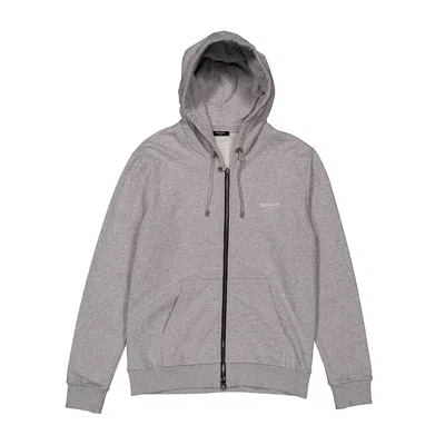 Balmain Men's Eco Design Zipped Flock Hoodie In Gray