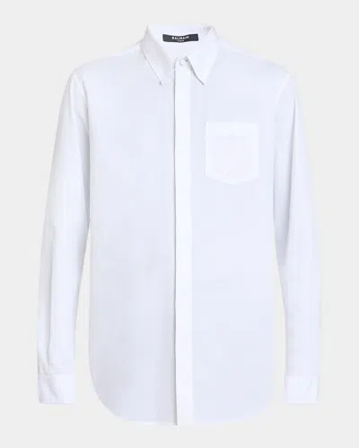 Balmain Men's Emblem-pocket Cotton Sport Shirt