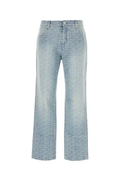 Balmain Light Blue Monogram Jeans