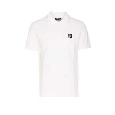 BALMAIN BALMAIN MEN EMBROIDERED PB LOGO POLO