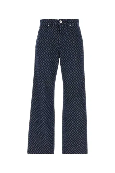 Balmain Blue Embroidered Wide-leg Denim Jeans