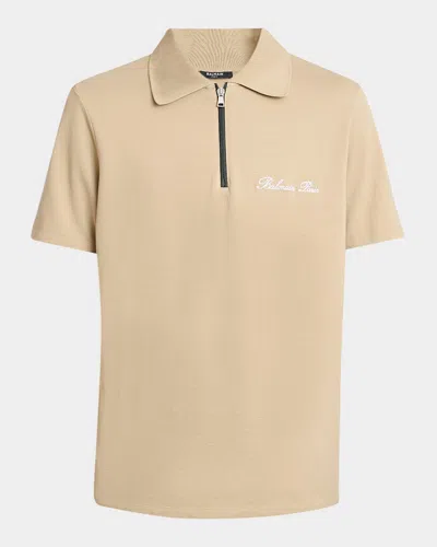 Balmain Embroidered Logo Polo Shirt In Brown