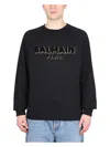 Balmain Flocked & Foiled Logo Sweatshirt In Black