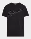Balmain Men Black T-shirt With Logo Lettering On The Front In Cotton Man In Black