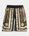 Balmain Men's Foulard-print Pull-on Shorts