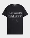 Balmain Embroidered Galaxy Logo T-shirt In Black/crystal
