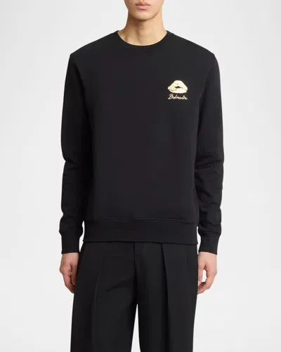 Balmain Men's Golden Kiss Sweatshirt In Black/gold